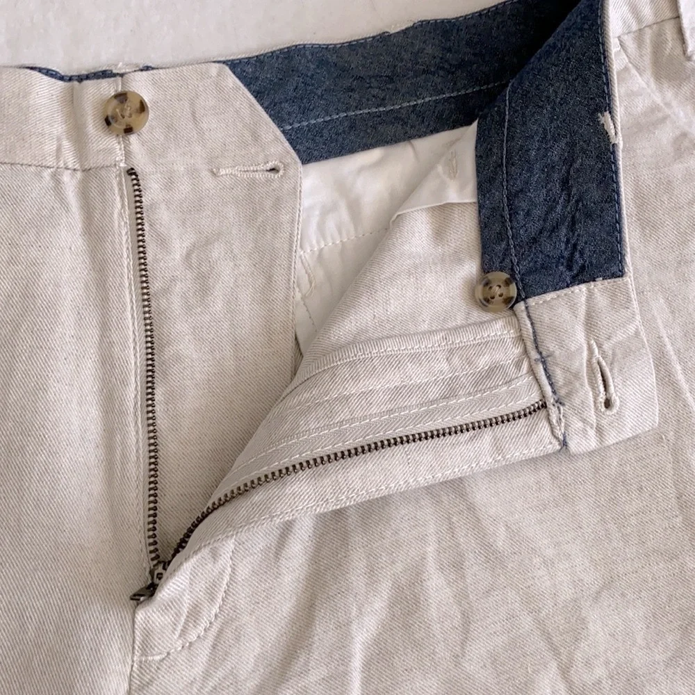 {NWT} Nautica | Linen Cotton Blend Classic Fit Flat Front Short Wheat Flax (36) - Picture 4 of 15